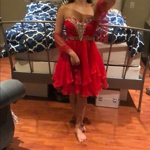 RED w spangled and rhinestoned dress